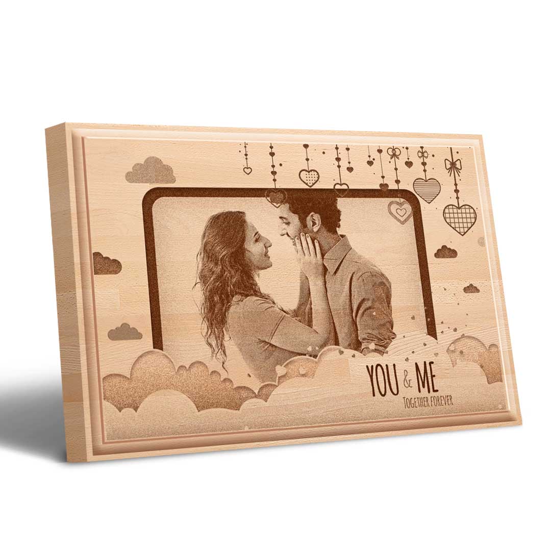 Personalized Valentines day Gifts (12 x 8 in) | Photo on Wood | Wooden  Engraving Photo Frame & Plaques