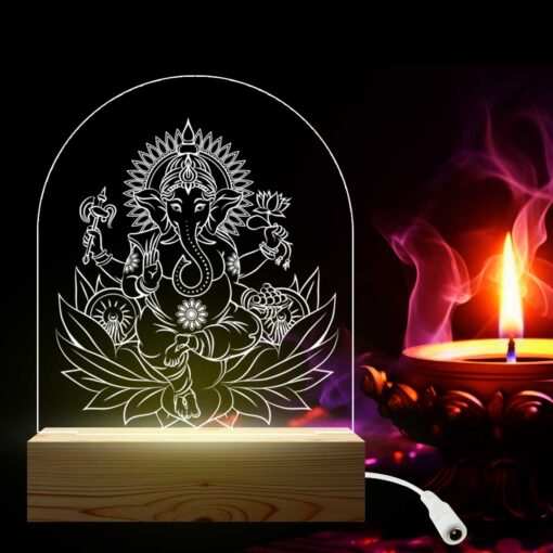 Personalized Lord Ganapathi Gifts | Latest Ganesha gift | 3d Illusion Photo Lamp (7x5) | Design 1 1